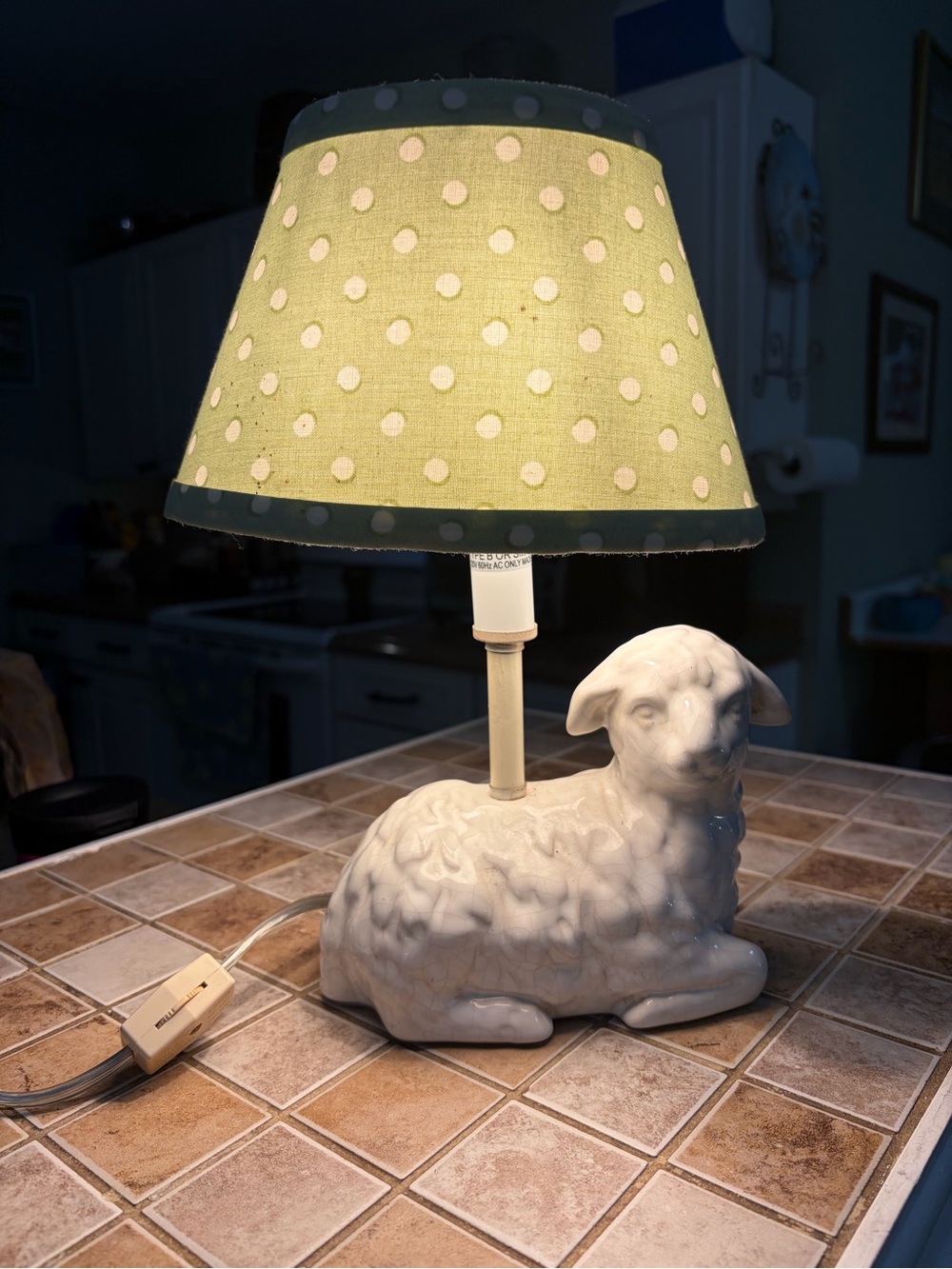 Rare Vintage ceramic nursery lamp. Cute lamb. Tested.